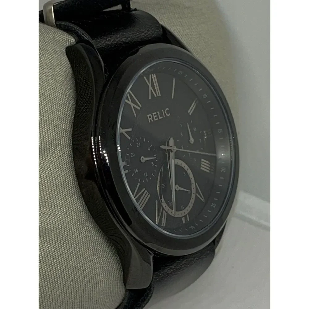Relic ZR15820 All Black Stainless Steel Watch W/ Custom Nato Band FR54